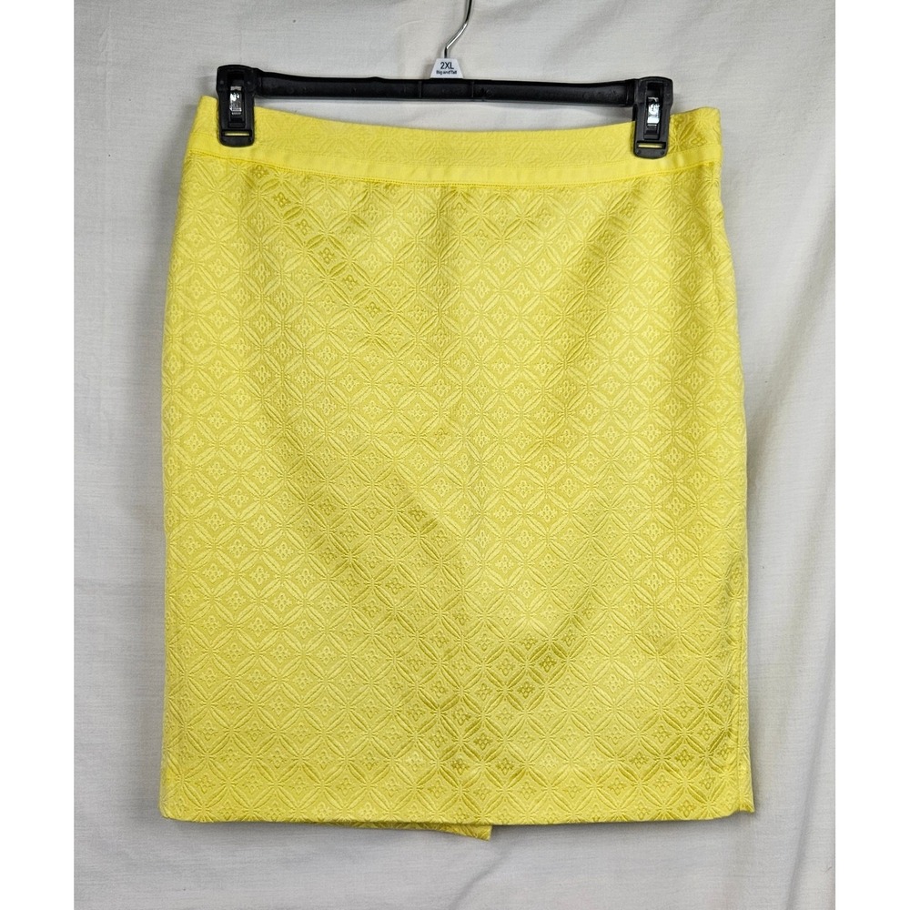 The Limited Yellow Jacquard Geometric Pencil Skirt Side Zip Size 10 Coquette